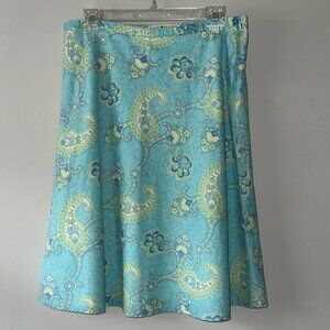 Tommy Hilfiger Vintage 2000s Mini Midi Medium Length Teal Blue Paisley Skirt 8